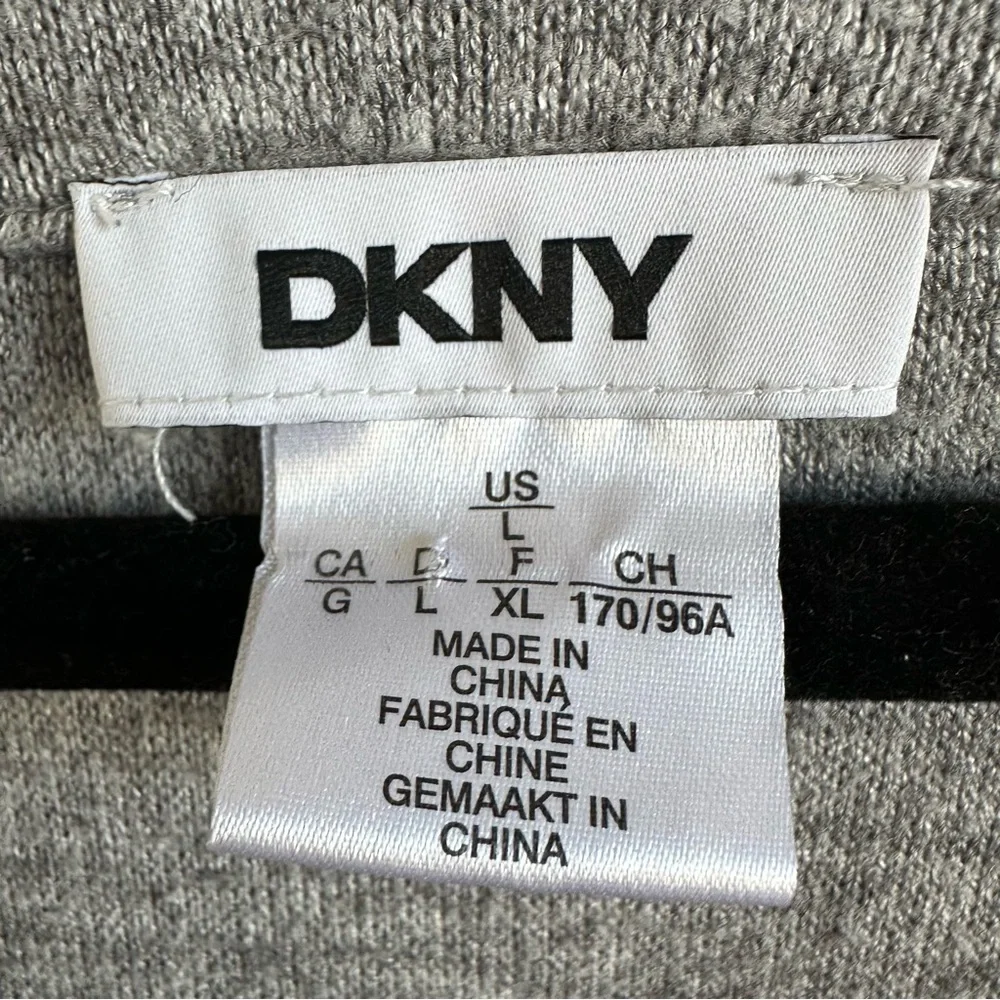 DKNY Colorblocked Gray and White Long Sleeve V-Neck Sweater Dress Size L - Picture 8 of 8